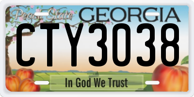 GA license plate CTY3038