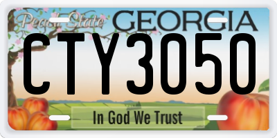 GA license plate CTY3050