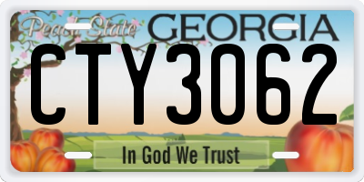 GA license plate CTY3062