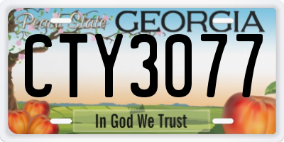 GA license plate CTY3077
