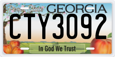 GA license plate CTY3092