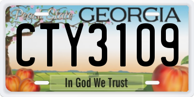 GA license plate CTY3109