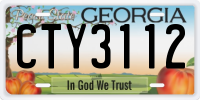 GA license plate CTY3112