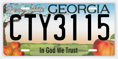 GA license plate CTY3115
