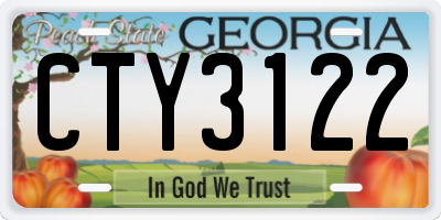 GA license plate CTY3122