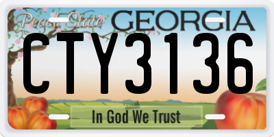 GA license plate CTY3136