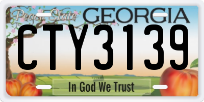 GA license plate CTY3139