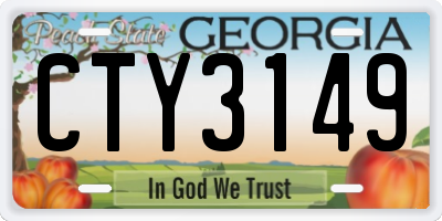 GA license plate CTY3149