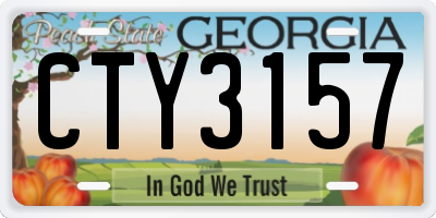 GA license plate CTY3157