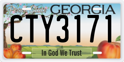 GA license plate CTY3171