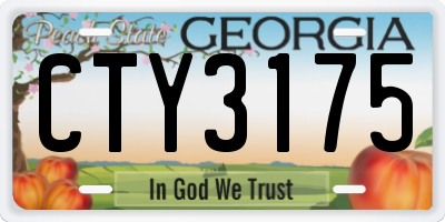 GA license plate CTY3175