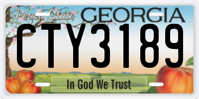 GA license plate CTY3189