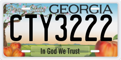 GA license plate CTY3222