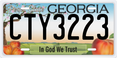 GA license plate CTY3223