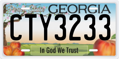 GA license plate CTY3233