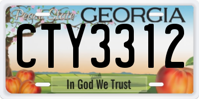 GA license plate CTY3312