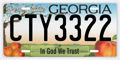 GA license plate CTY3322