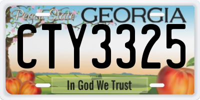 GA license plate CTY3325