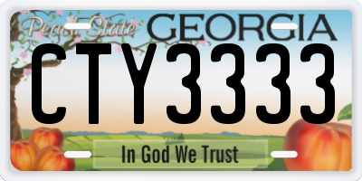 GA license plate CTY3333