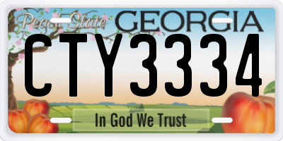 GA license plate CTY3334