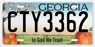 GA license plate CTY3362