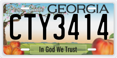 GA license plate CTY3414