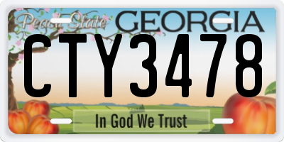 GA license plate CTY3478