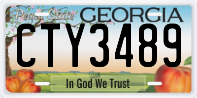 GA license plate CTY3489