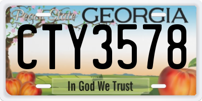 GA license plate CTY3578