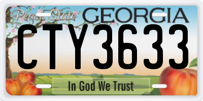 GA license plate CTY3633