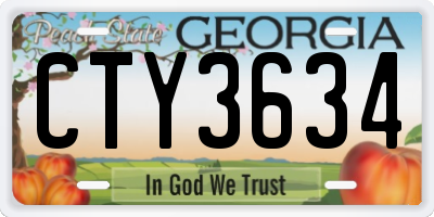 GA license plate CTY3634