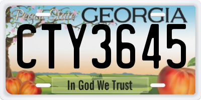 GA license plate CTY3645