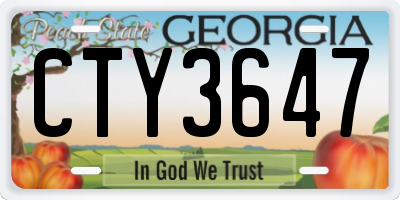 GA license plate CTY3647