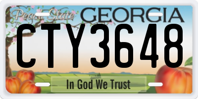 GA license plate CTY3648