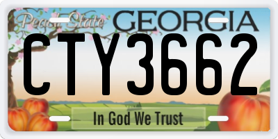 GA license plate CTY3662