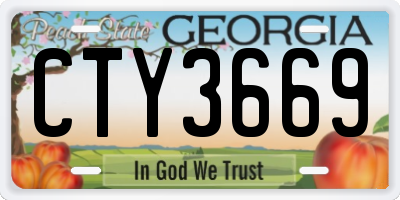 GA license plate CTY3669