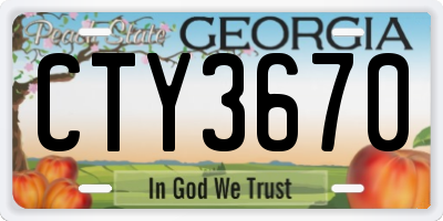 GA license plate CTY3670