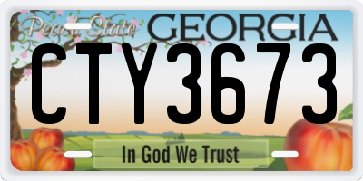 GA license plate CTY3673