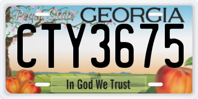 GA license plate CTY3675