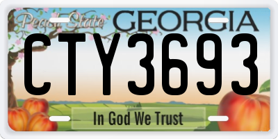 GA license plate CTY3693