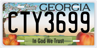 GA license plate CTY3699