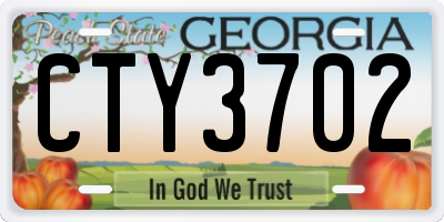GA license plate CTY3702