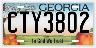 GA license plate CTY3802