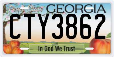GA license plate CTY3862