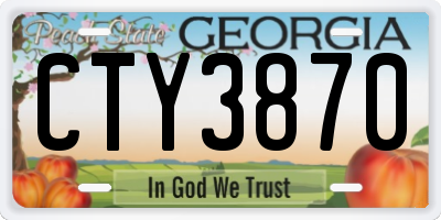 GA license plate CTY3870
