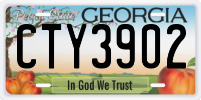 GA license plate CTY3902