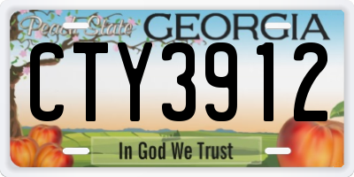 GA license plate CTY3912