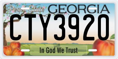GA license plate CTY3920