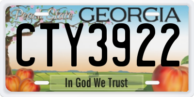 GA license plate CTY3922