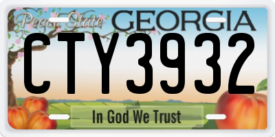 GA license plate CTY3932